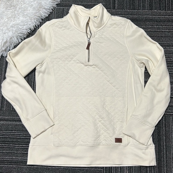 L.L. Bean Tops - L.L. Bean Quilted Pullover Long Sleeve 1/4 Zip Cream Top Women’s Size Medium